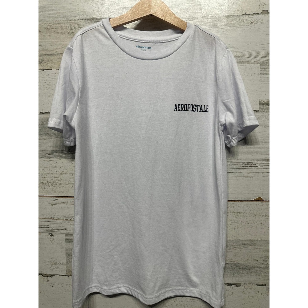 Aeropostale T-Shirt Boys 12 White Logo Graphic EUC